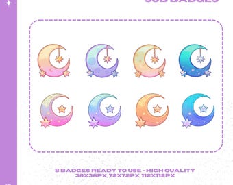 Crescent Moon Sub Badges | Digital Download Crescent Moon Sub Badges | Moon Sub Badges | Twitch Badges | Emote Badges