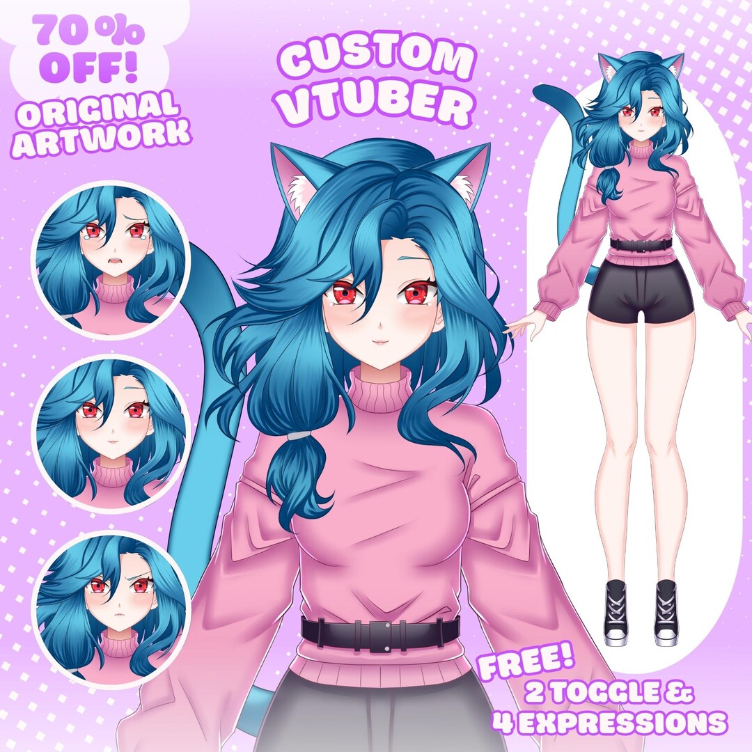 CUSTOM LIVE2D Vtuber Model | Anime Style Avatar Rig-ready Character Art ...