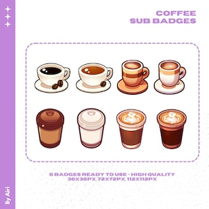Coffe Sub Badges | Digital Download Coffe Sub Badges | Twitch, Discord sub badges and emotes  | Cozy Food Themed Badges