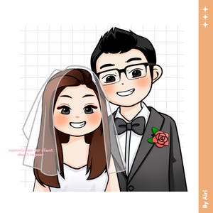 Custom Kawaii Portrait, Cute Portrait, Couple Portrait, Cartoon, Christmas gift, Wedding Gift, Anniversary, Anime Portrait, Chibi