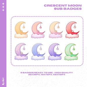 Crescent Moon Sub Badges | Digital Download Crescent Moon Sub Badges | Moon Sub Badges | Twitch Badges | Emote Badges