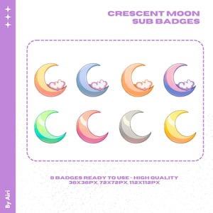 Crescent Moon Sub Badges | Digital Download Crescent Moon Sub Badges | Moon Sub Badges | Twitch Badges | Emote Badges