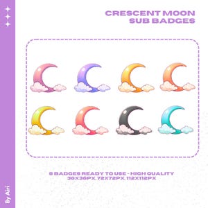 Crescent Moon Sub Badges | Digital Download Crescent Moon Sub Badges | Moon Sub Badges | Twitch Badges | Emote Badges