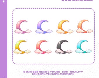 Crescent Moon Sub Badges | Digital Download Crescent Moon Sub Badges | Moon Sub Badges | Twitch Badges | Emote Badges