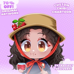 Custom Chibi Cartoon | cute chibi cartoon, chibi cartoom commission, cute portrait, chibi cartoon art, chibi Fanart, emotes, anime character