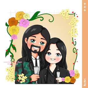 Custom Kawaii Portrait, Cute Portrait, Couple Portrait, Cartoon, Christmas gift, Wedding Gift, Anniversary, Anime Portrait, Chibi
