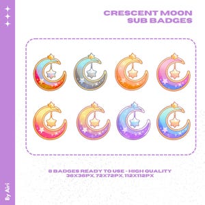 Crescent Moon Sub Badges | Digital Download Crescent Moon Sub Badges | Moon Sub Badges | Twitch Badges | Emote Badges