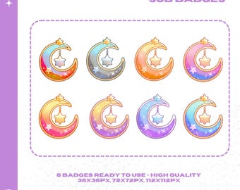 Crescent Moon Sub Badges | Digital Download Crescent Moon Sub Badges | Moon Sub Badges | Twitch Badges | Emote Badges