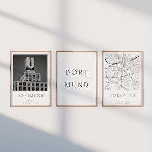 Dortmund Poster 3er Set, Dortmund Foto Set, Dortmund Geschenk, Dortmund Map Poster, Dortmund Dekoration, Einzugsgeschenk