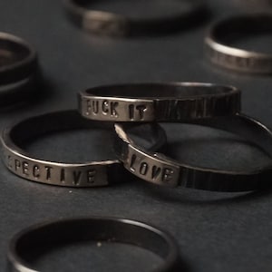 Custom Sterling Silver Word Ring: Inspirational Motto Jewelry
