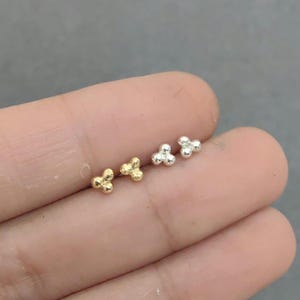 Sterling Silver Trinity Dot Stud Earrings: Minimalist Artisan Jewelry