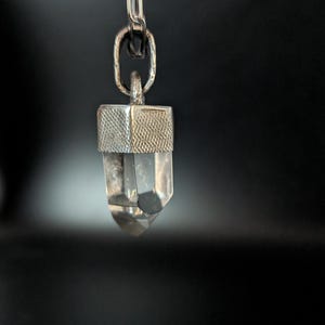 Oxidized Sterling Silver Clear Quartz Point Pendant Necklace - Raw Crystal Jewelry image 10