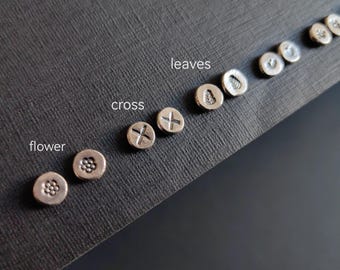 Stamped Sterling Silver Stud Earrings: Mix and Match Tiny Earrings (4mm)