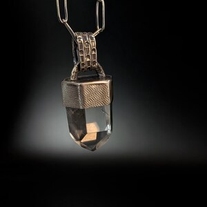 Oxidized Sterling Silver Clear Quartz Point Pendant Necklace - Raw Crystal Jewelry image 13