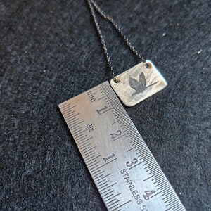 Unique etched little black bird silhouette, subtle sterling silver, rustic bird necklace, aesthetic poetry inspired jewelry, Handmade image 6