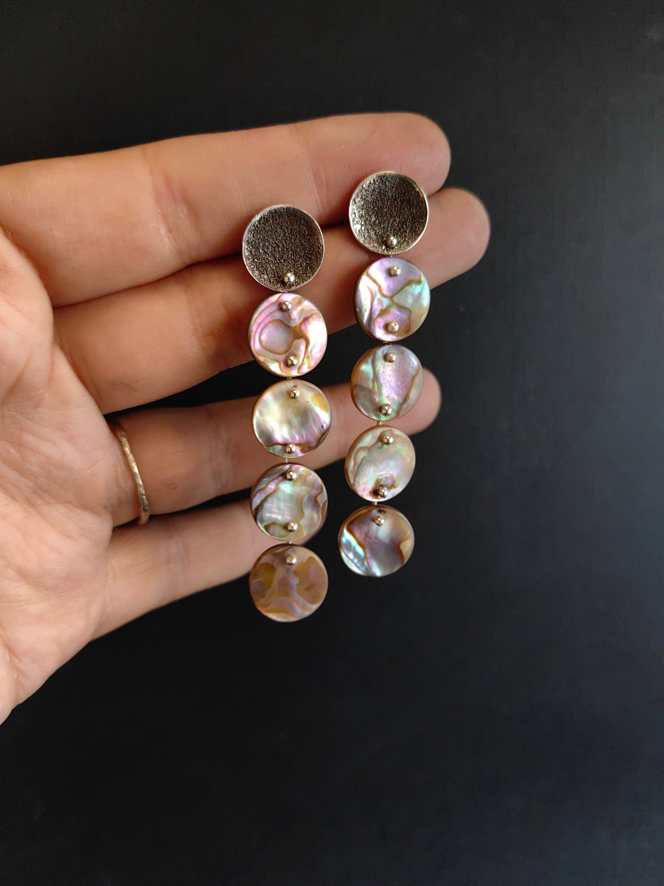 Orecchini Pendenti In Argento Con Conchiglia Di Abalone - Foto 7