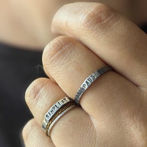 Custom word ring, Simple Silver rustic ring, inspirational ring, Name ring,  initial ring , motivational, personalized jewelry, motto