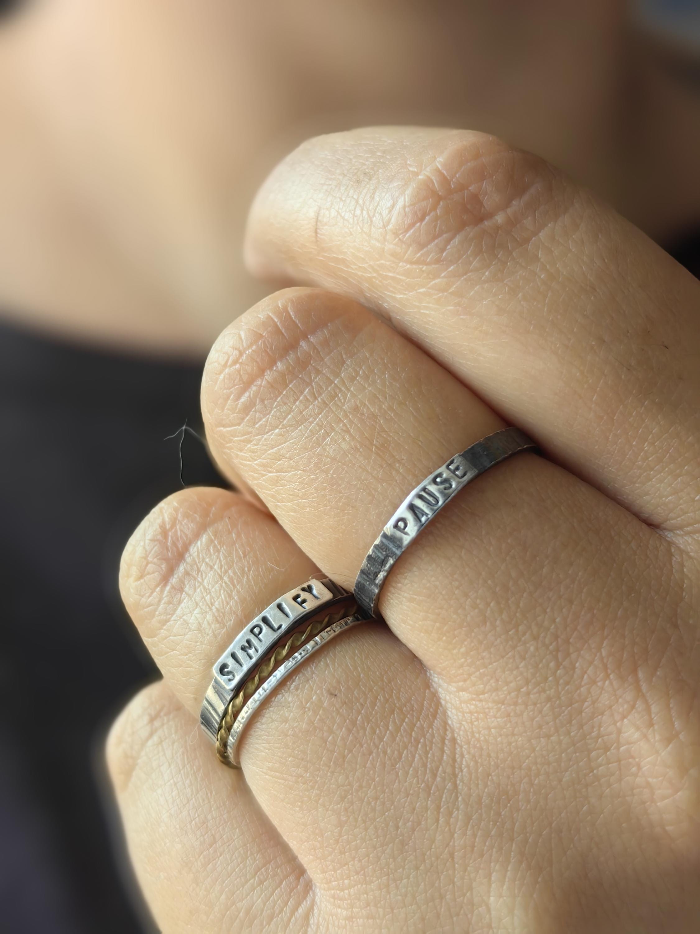 Custom Sterling Silver Word Ring: Inspirational Motto Jewelry