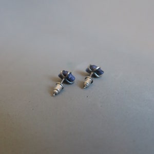 Handmade Sterling Silver Stud Earrings with Rough Claw Prong Setting, Simple and Elegant Natural Sodalite Stones, Unisex Accessories image 6