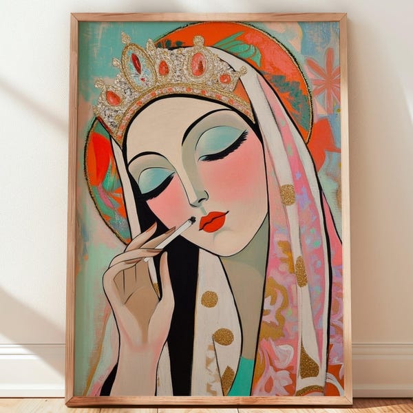 Lámina decorativa con temática femenina femenina: Arte femenino sobre cannabis, decoración de pared.