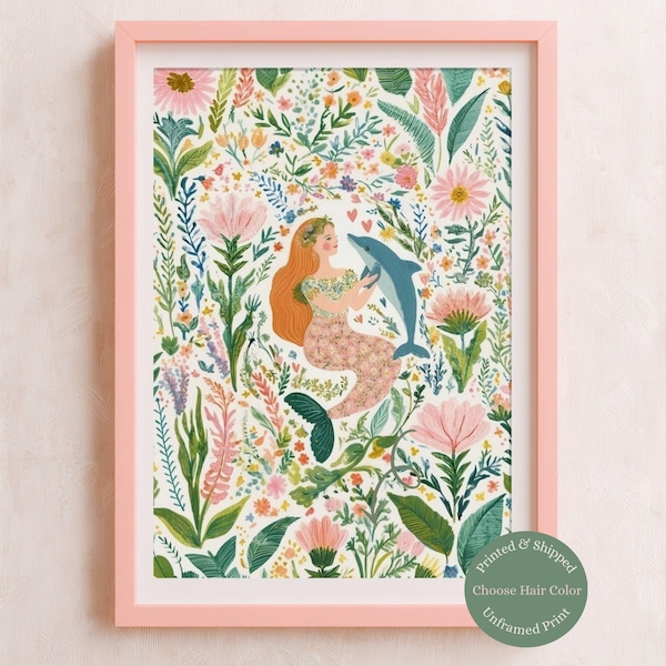 Girl's Room Mermaid and Dolphin Print: Whimsical Coastal Nursery Decor
