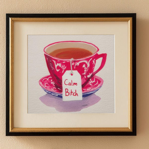 Regalo para amantes del té: Impresión de taza de té chinoiserie "Calm Bitch", descarga digital original