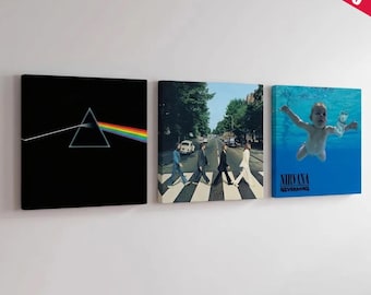 Personalized Album Cover Canvas Set of 3, Custom Spotify Style Print, Framed Wall Art, Music Gift for Him Her