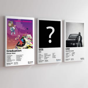 Benutzerdefiniertes 3er-Set gerahmte Leinwand Wandkunst | Personalisiertes Musikalbum Poster | Bereit zum Aufhängen Home Decor | Einzigartiges Geschenk für Musiker