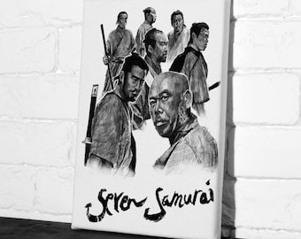 映画『七人の侍』ポスター：日本映画のキャンバスアートプリント