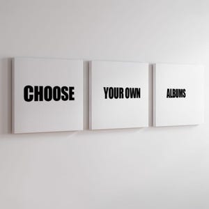 Conjunto de 3 capas de álbuns personalizadas, tela emoldurada, decoração de parede musical, impressão de capa de álbum, qualquer álbum em tela, presente para um fã de música