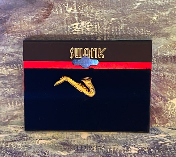 Swank Saxaphone gold tone Tie Tac Lapel Pin with … - image 2