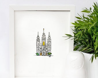 Original Custom LDS Mormon Temple Illustration