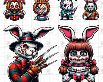 Postać Horror Rabbit png + svg, Postać Horror Bunny, Horror Friends Png, Postacie Horror png, Horror Halloween Png, Straszny Halloween Png