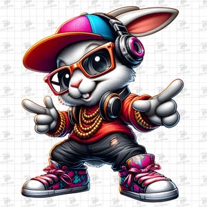 Hip Hop Kaninchen PNG, Cooler Hase im Hip-Hop-Stil, Graffiti Hip-Hop-Häschen Shirt, Streetwear Kaninchen Clipart, Cooler Kaninchen Png, Graffiti 3D-Stil