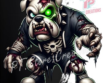 Bulldogと男の子◇ ◇ Zombie Bulldog Halloween PNG | Horror Halloween Dog Clipart With