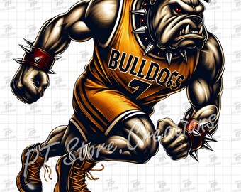 Bulldogs Yellow Track Mascot PNG, Bulldogs School Spirit, Running Mascot Design, Bulldogs Fast Sports Digital Download, Trending Mascot PNG