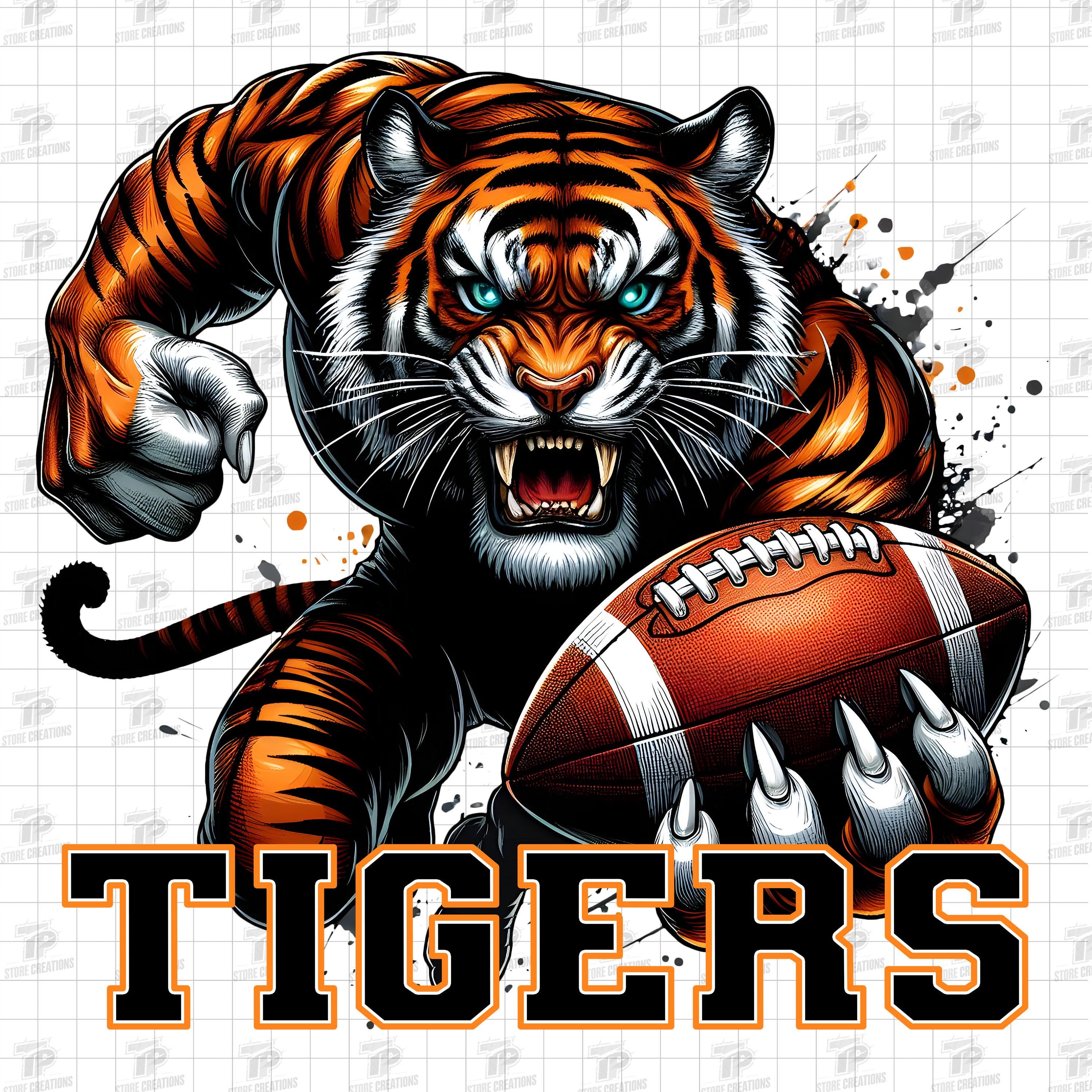 Tigers Football PNG - 2 Files, High School Football Team Design, Tiger Mascot, Tigers Design, Tigers Clipart, Sublimation Design Digital