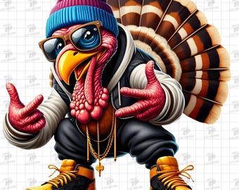 Hip Hop Turkey PNG - Cool Thanksgiving Turkey in Streetwear Png, Urban Turkey Png, Turkey Png, Turkey Thanksgiving, Coolest Turkey PNG