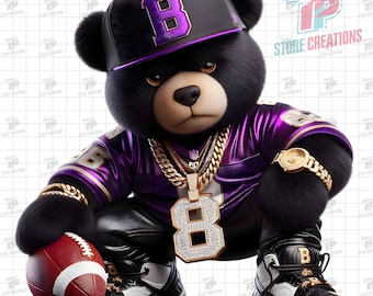 Baltimore Teddy Bear png, Baltimore Inspired png, Football PNG, graffiti teddy bear, urban teddy bear, teddy bear design, digital download