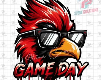 Cardinals Football Mascot PNG, Cardinals head png, Game Day Cardinal Png, Cardinals Spirit, Cardinals shirt png design, Digital Download Png