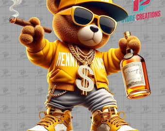 Hip Hop Graffiti Bear Cartoon- Digital Download PNG, Graffiti Teddy Bear Png, Teddy Bear Png, Hip Hop Bear, Gangster Bear, Streetwear Bear