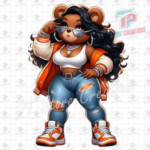 Graffiti Hip Hop Teddy Bear PNG, Female Teddy Bear, Cartoon Girl Teddy Bear, teddy bear clipart, teddy png, digital download, dtf designs