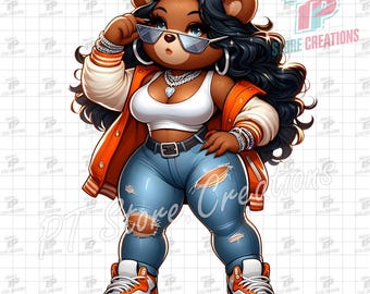 Graffiti Hip Hop Teddy Bear PNG, Female Teddy Bear, Cartoon Girl Teddy Bear, teddy bear clipart, teddy png, digital download, dtf designs
