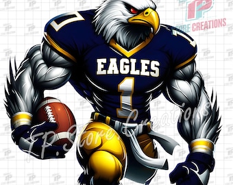 Mascotte de football des aigles PNG, png des aigles, Philadelphie Png, conception de mascotte pour l'esprit de l'école, téléchargement numérique, DTF, football Png, Game Day Png