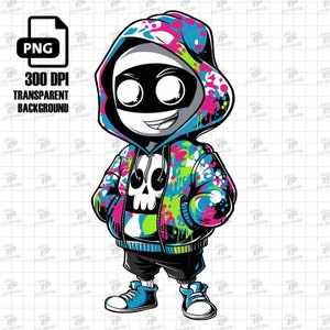 Graffiti-Charakter Png, Bunte Zeichentrickfigur Png, Graffiti-Stil Png, Urbanes Sublimationsdesign, Streetwear Urban, Graffiti-Design