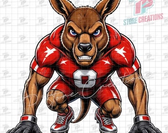 Kangaroo Mascot PNG Digital Download, Kangaroo Png, Kangaroo Spirit, Australian Sports Mascot, School Spirit Game Day, Sublimation Designs