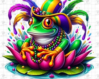 Frog Mardi Gras PNG, New Orleans Festival Sublimation Design, Mardi Gras Shirt, Mardi Gras Sublimation, Mardi Gras Kid, Fat Tuesday Party