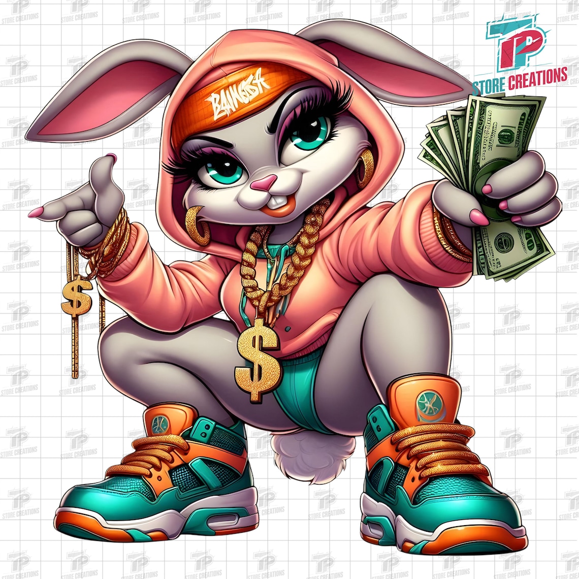 Pimp Rabbit Gangster Bunny PNG, Thug Life Bunny PNG, Streetwear Rabbit PNG, Badass ...