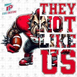 Bulldogs They Not Like Us PNG, Bulldog Football Player With A Mohawk, French Bulldog Png, Bulldogs Png,  Football Sublimation Designs Png