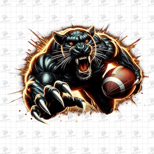 Panthers Football Png, High School Football, Panther Mascot, Panther Football, American Football, Football dtf, Fiery Sublimation PNG Design